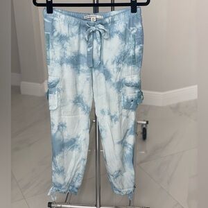 Anthropologie Marrakech Kassidy Pants Ankle Cargo Utility XXS Blue Tie-Dye
